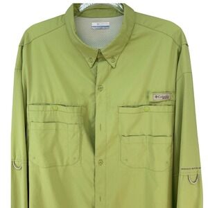 Columbia PFG Long Sleeve Shirt Men's XXL Lime Green Omni Shade Fishing Outdoor